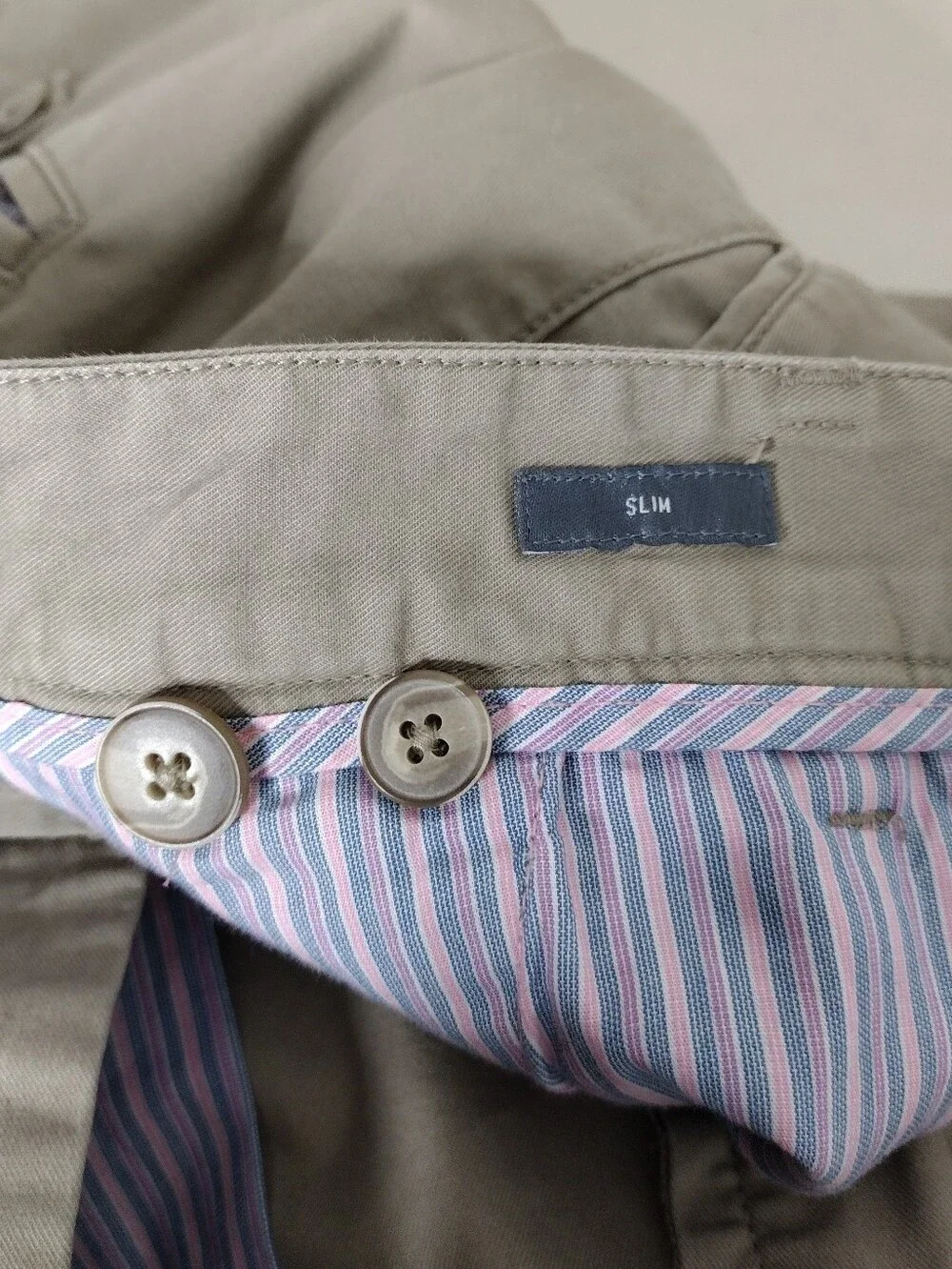 Bonobos Khaki Neutral Straight-Leg Slim Flat Front Chinos Sz 34/36